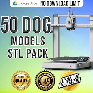 50 Dog STL File Bundle, Ultimate Dog STL Pack, 50 Digital Dog STL Files, Mega Dog Stl file, 50 Unique Dog  STl Models, Dog Stl File,