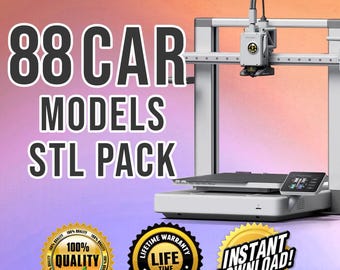 88 Car STL File Bundle, Ultimate Car STL Pack, 88 Digital Car STL Files, Mega Car Stl file, 88 Unique Car  STl Models, Car Stl File,