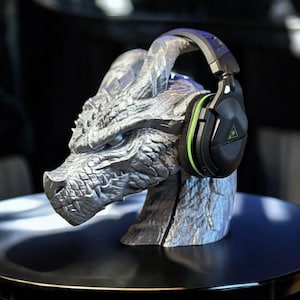 ドラゴン ヘッドフォン ホルダー STL ファイル、3D プリント モデル プランター 3D プリント対応 STL ファイル、SLA プリント ファイル、ドラゴン型ヘッドフォン スタンド