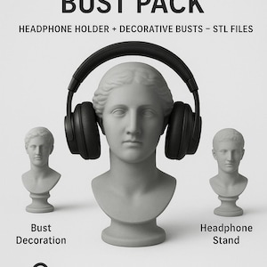 3D Headphone Stand Bust STL Bundle, 3D Printable Headset Holder , Gamer Desk Accessories, 3D Print Headphone Holder Busts , STL File Bundle,