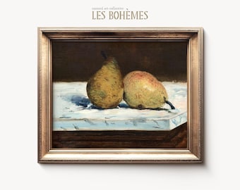Pear Still Life Painting: Vintage Kitchen Art PRINTABLE (Digital Download)