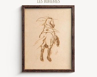 Vintage Horse Rider Drawing: Equestrian Sketch Art (Digital Download)