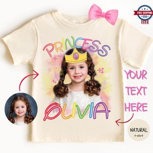 Custom Princess Photo T-shirt, Personalized Kids Birthday T-shirt, Custom Photo T-shirt for Girls, Personalized Kids Birthday Party T-shirts