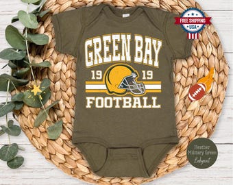 Green Bay Football Onesies®, Retro 80s Style Game Day Baby Tee, Football Baby Shower Gift, Cute Baby Bodysuit, Baby Fan Gift, Green And Gold