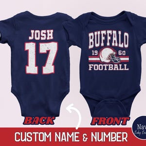 Custom Buffalo Football Onesies®, Personalized Buffalo Retro 80s Style Baby Bodysuit, Trendy Game Day Baby Tshirt, Football Baby Shower Gift