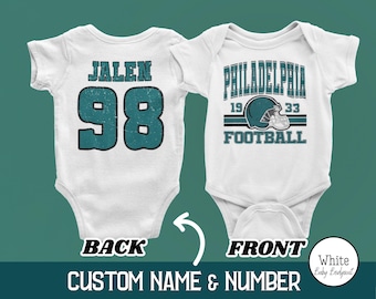 Custom Philadelphia Football Onesies®, Personalized Philadelphia Champion Retro 80s Style Game Day Baby Tee, Cute Football Baby Shower Gifts