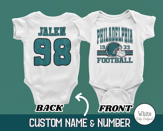 Custom Philadelphia Football Onesies®, Personalized Philadelphia Champion Retro 80s Style Game Day Baby Tee, Cute Football Baby Shower Gifts