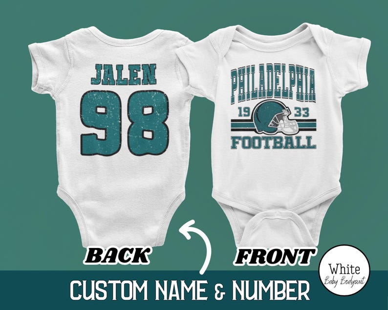 White Custom Philadelphia Football Onesies®