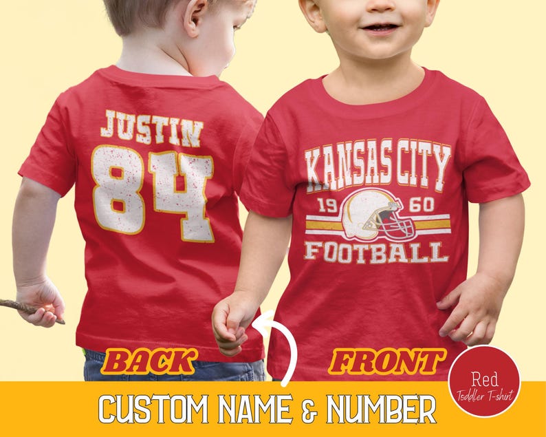 Red Custom Kansas City Football Toddler Tshirt