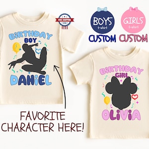 Benutzerdefinierte Lieblingsfigur Geburtstag T-Shirt, personalisierte Geburtstagsfeier T-Shirt, Zeichentrickfigur T-Shirt, Kinderfilm-T-Shirts, Geburtstags-Shirts