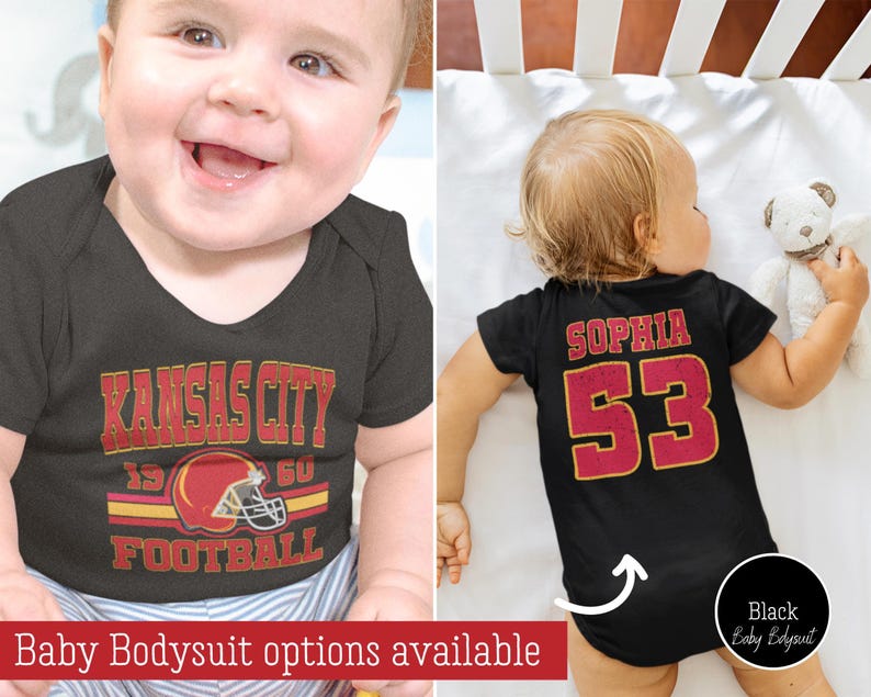 Black Custom Kansas City Football Toddler Onesie