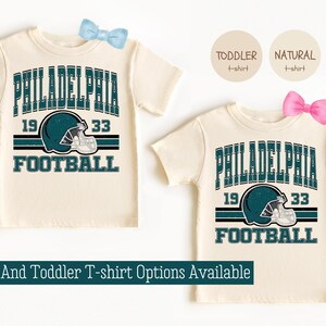 Onesies de football de Philadelphie personnalisés, t-shirt pour bébé personnalisé pour le jour du match, style rétro des années 80 Champion de Philadelphie, cadeaux de baby shower de football mignons image 5