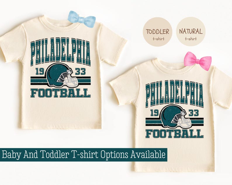 Onesies de football de Philadelphie personnalisés, t-shirt pour bébé personnalisé pour le jour du match, style rétro des années 80 Champion de Philadelphie, cadeaux de baby shower de football mignons image 5