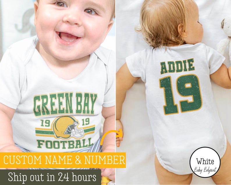 White Custom Green Bay Football Onesies®