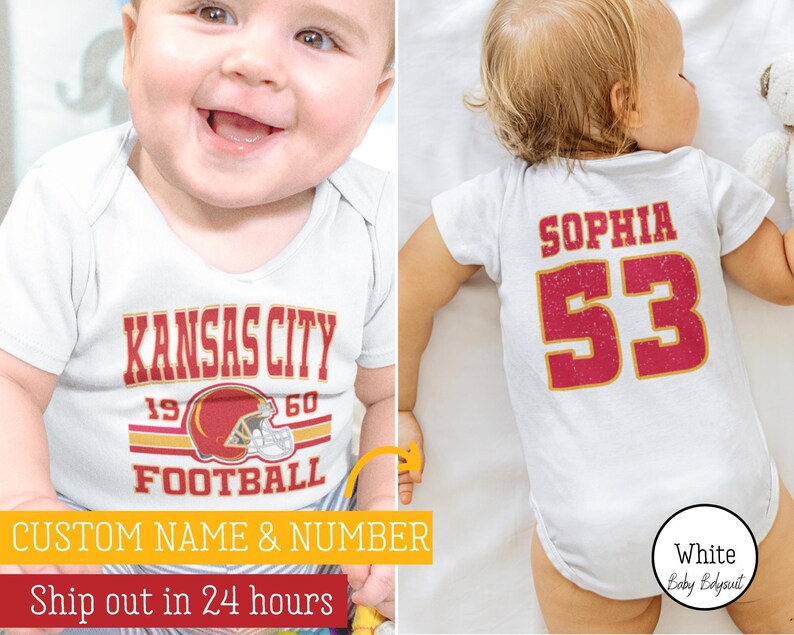White Custom Kansas City Football Onesies®