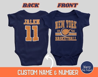 Custom New York Basketball Onesies®, Personalized New York Retro 80s Style Baby Bodysuit, Game Day Baby T-shirt Basketball Baby Shower Gifts