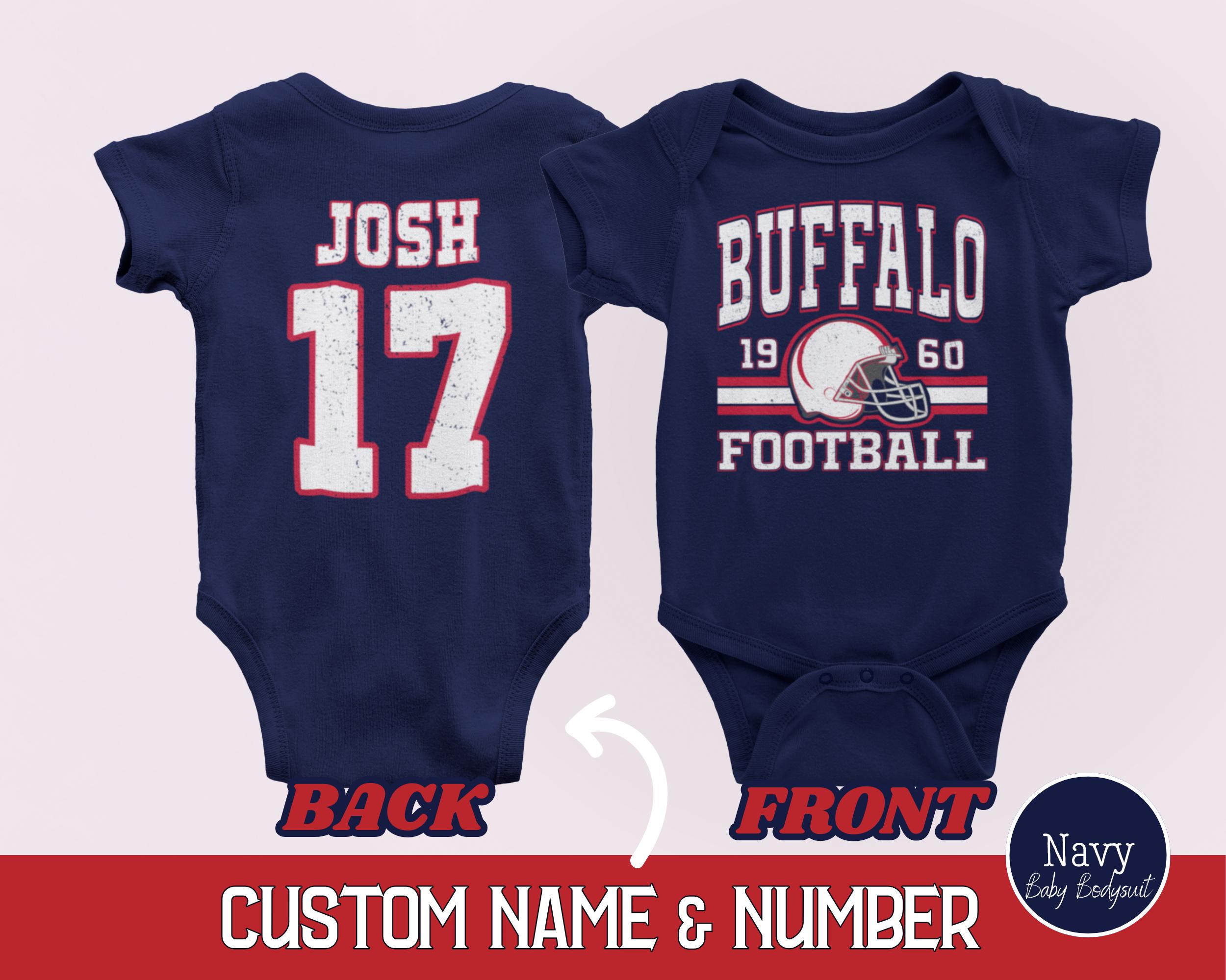 Custom Buffalo Football Onesies®, Personalized Buffalo Retro 80s Style Baby Bodysuit, Trendy Game Day Baby Tshirt, Football Baby Shower Gift