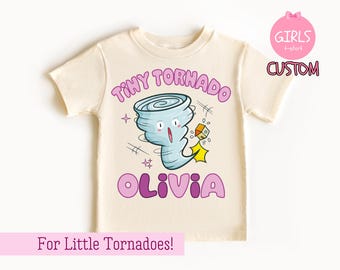 Custom Little Tornado Tshirt, Custom For Energetic Kids Tee, Personalized Kids Birthday T-shirt, Custom Kids Name, Girls Natural Toddler Tee