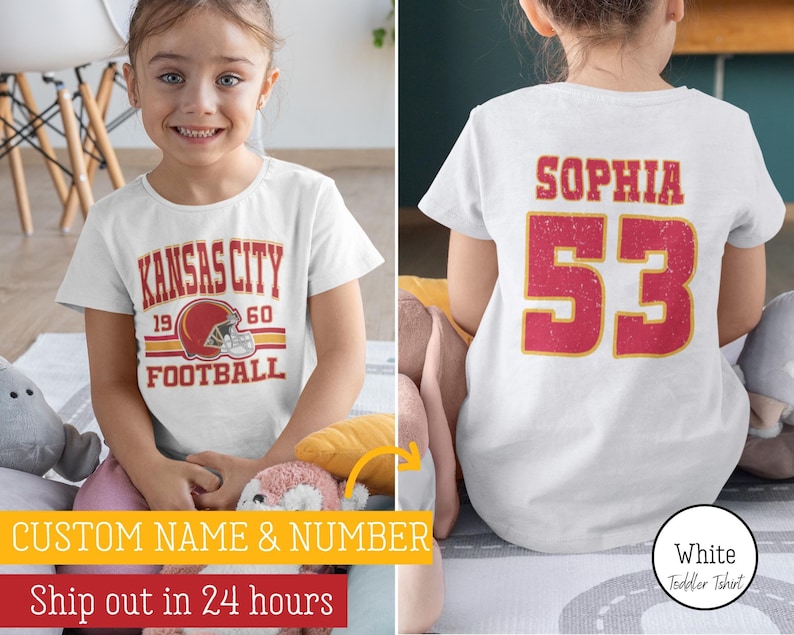 White Custom Kansas City Football Toddler Tshirt