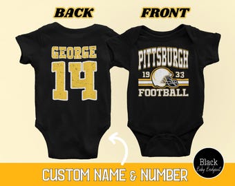 Pittsburgh Football Onesies®, Retro 80s Style Game Day Baby Tee, Football Baby Shower Gift Bodysuit, Cute Pittsburgh Champion Toddler Tshirt
