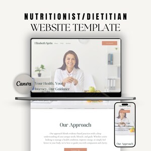 Nutritionist, Dietitian Website Template,  Canva Website | Nutritionist Canva One-Page Website | Small Business Website Template