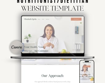 Nutritionist Website Template: Canva One-Page Design (Instant Download)
