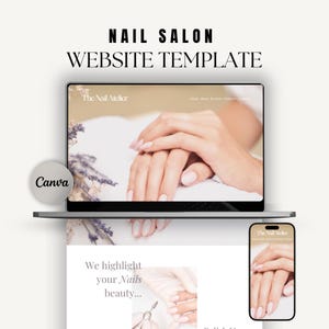 Nail Salon Website Template, Nail Tech website, Nails Salon Canva Website Template | Beauty Salon Website  | Canva Website, Landing One Page
