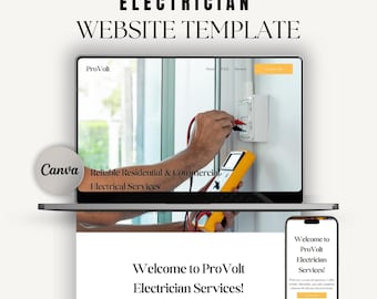 Electrician Canva Website Template: Modern One-Page Design (Instant Download)