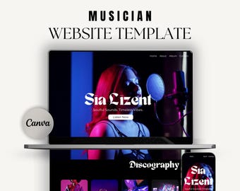 Musician Canva Website Template, Singer One-Page Design (Digital Download)