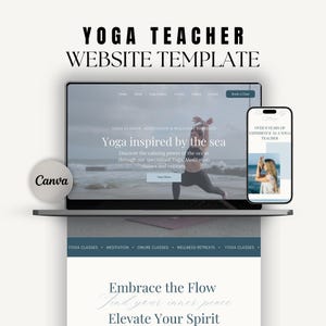 Yoga Canva Website, Yoga Teacher Website Template | Canva Website Template, Canva Landing Page | Yoga Coach, Teacher Website