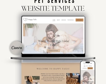 Pet Services Canva Website Template | Modern One Page Design (Digital Download)