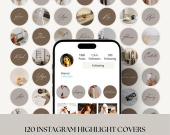 Neutral Aesthetic Instagram Highlight Covers | 120 PNG Icons (Digital Download)