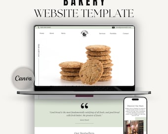 Bakery Website Template, Canva Editable Landing Page (Digital Download)
