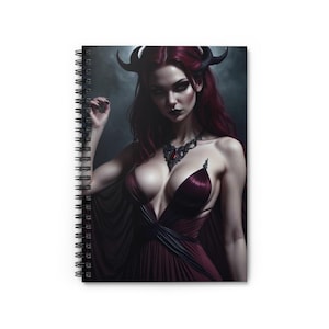 Goddess Demon Lilith Notebook, Occult Spiral Journal, Ruled Line Witch Diary, Dark Gothic Stationery, Pagan Wicca Notepad
