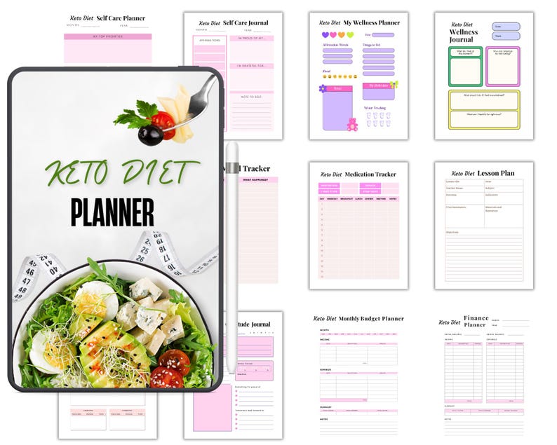 Keto Diet Planner Printable: Weekly Meal Log & Grocery List (PDF ...