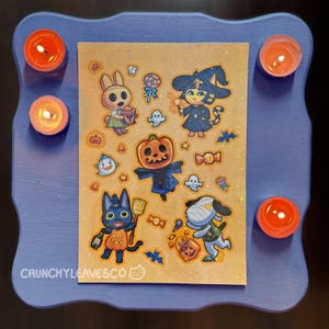 Animal Crossing Gruselige Halloween Leckereien | Coco Lucky Ankha Kiki Jack Wisp | Vinyl Wasserdicht, Planer, Journal, Scrapbooking, Laptop Aufkleber