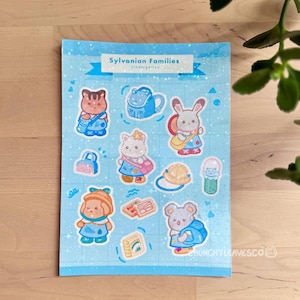 Sylvanian Families Calico Critters: Folha de adesivos para jardim de infância e escola | Vinil à prova d'água, planejador, diário, álbum de recortes, adesivos para laptop