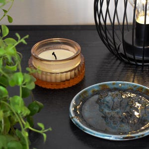 Blue Ring Dish | Handmade Ceramic | Stoneware | Functional Pottery | Crystalline Glaze | Snack Plate