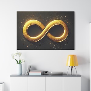 Gold Infinity Symbol Glitter Wall Art Infinite Sign Canvas Symbol Infinity Wall Art