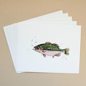 Wenskaarten aquarel vis, blanco kaarten, handgeschilderde kaarten, viskaarten