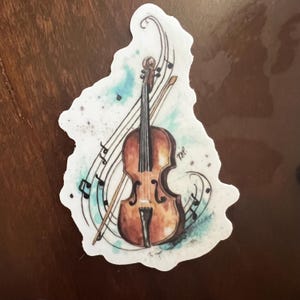 Künstlerischer Geigenaufkleber / Wasserdichter Geigenaufkleber / Musikinstrumentenaufkleber / Wasserflaschenaufkleber