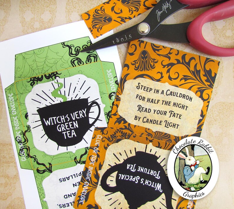 Halloween Tea Bag Envelopes Printable Witch Tea Bag Covers Etsy