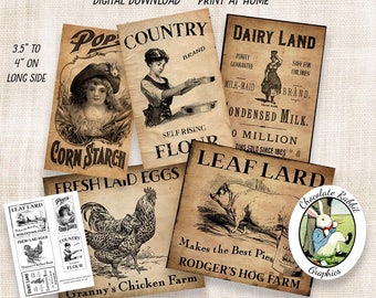 Primitive Pantry Labels: Vintage Country Store Tags (Digital Download)