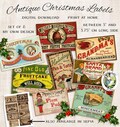 Antique Christmas Labels, Digital Vintage Style Christmas Tags, Printable Junk Journal Clipart, Fruitcake Cranberry Mincemeat
