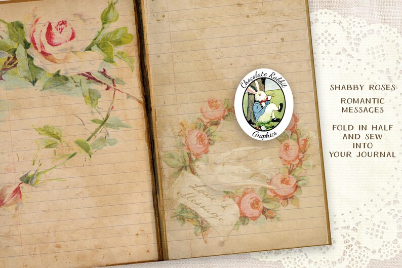 Download Printable Junk Journal Pages Shabby Rose Valentine Digital ...