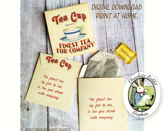 Vintage Style Tea Bag Envelope: Printable Tea Wrapper (Digital Download)