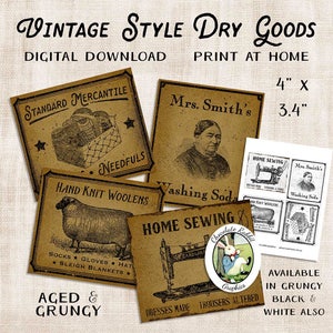 Dispensa primitivo, etichette digitali Country Store, stampabile Tag primitivo, prodotti secchi, contrassegni dell'annata