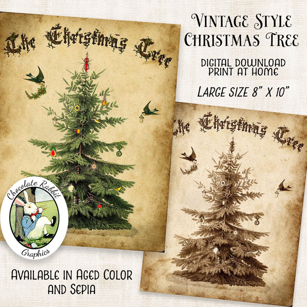 Christmas Tree Sign Poster Vintage Style Digital Download Printable