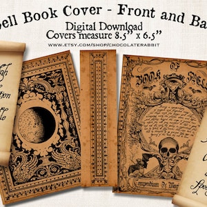 Halloween Witch Spell Book Cover, Printable Junk Journal Cover, Scrapbook Ephemera Digital Download