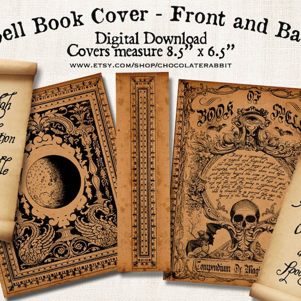 Portada del libro de halloween bruja del libro de la basura, cubierta del diario basura imprimible, scrapbook efeméride digital Descargar